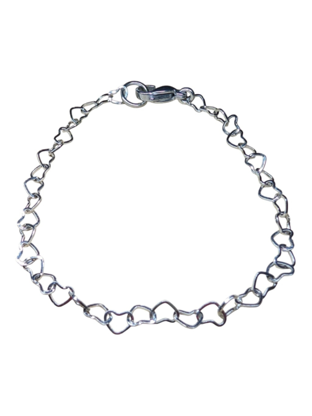 Stainless Steel Heart Chain Bracelet Dainty Heart Link 6.25" - Picture 4 of 5